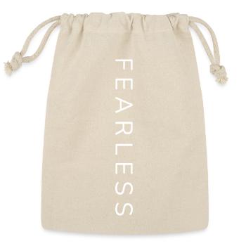 Fearless Vertical Minimalist Typography Shirt Fear - Reusable Gift Bag - Natural - Front