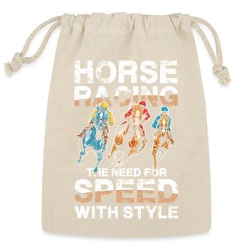 Horse Racing The Need For Speed With Style - Reusable Gift Bag - Natural - Front