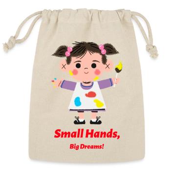 Small Hands, Big Dreams t-shirt - Reusable Gift Bag - Natural - Front