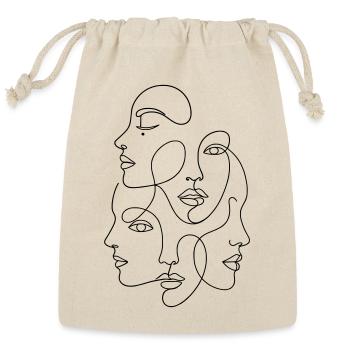 Minimalist One Line Multi Face - Reusable Gift Bag - Natural - Front