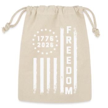 Freedom 1776-2026 Stars Stripes - Reusable Gift Bag - Natural - Front