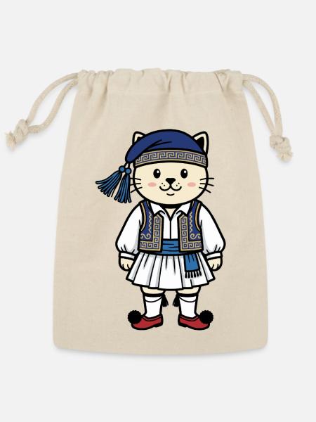 Greece Cat - Reusable Gift Bag - Natural