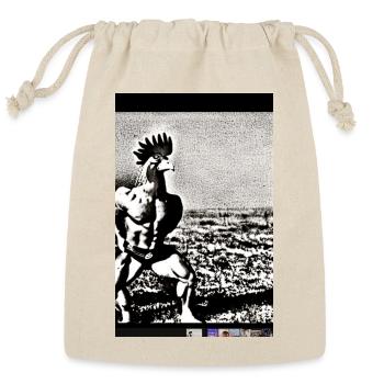 Monochrome Rooster Warrior - Reusable Gift Bag - Natural - Front