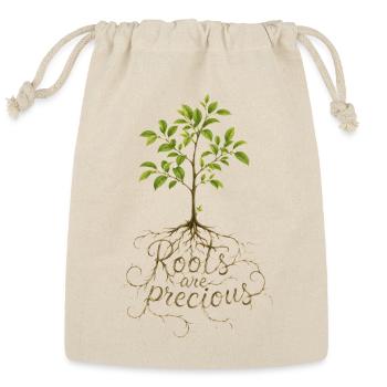 "Roots Are Precious" Tree Design - Reusable Gift Bag - Natural - Front