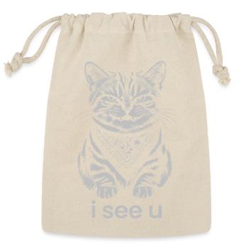 I See U - Gangsta Cat Meme - Reusable Gift Bag - Natural - Front