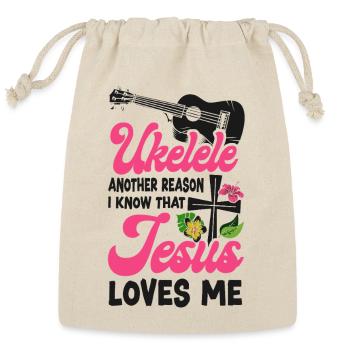 Hawaiian Ukulele Uke Jesus Faith - Reusable Gift Bag - Natural - Front