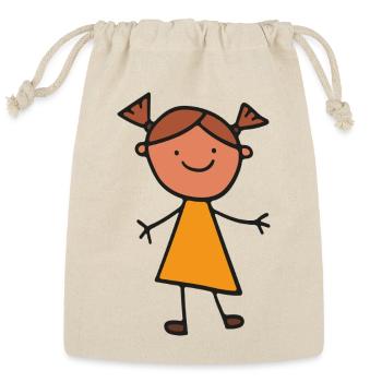Sunny Little Girl in Orange Dress - Reusable Gift Bag - Natural - Front
