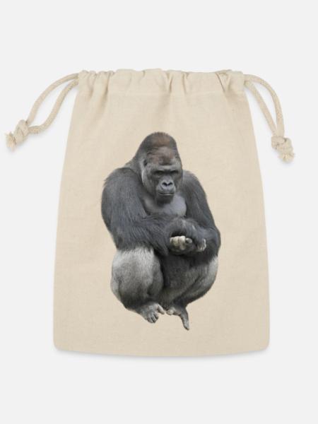 Majestic Gorilla Silhouette Design - Reusable Gift Bag - Natural