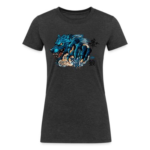 Blue Wolf Graffiti Street Art - Women's Tri-Blend Organic T-Shirt
