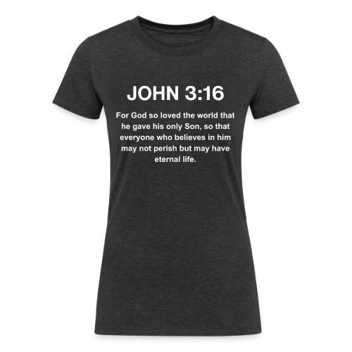John 3:16 Christian Apparel – White - Women's Tri-Blend Organic T-Shirt