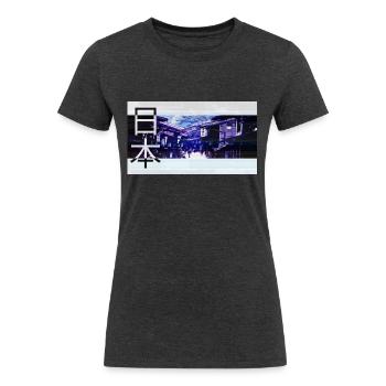 Japan Retro Aesthetic - Women's Tri-Blend Organic T-Shirt - heather black - Front