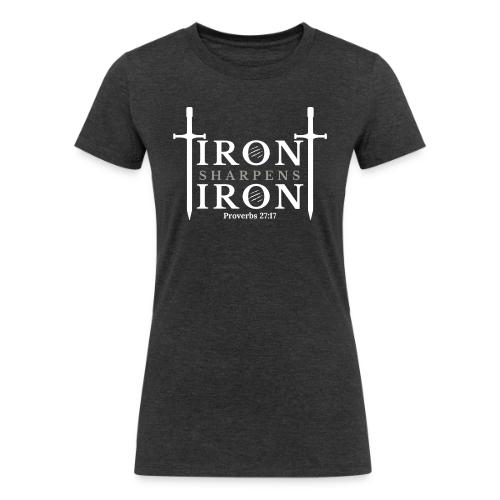 Iron Sharpens Iron - Proverbs 27:17 (White & Grey) - Women's Tri-Blend Organic T-Shirt