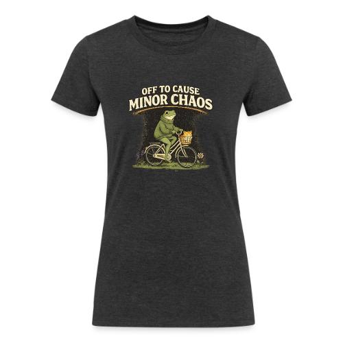 Minor Chaos Vintage Frog and Cat on Bicycle - Women's Tri-Blend Organic T-Shirt