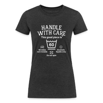 Handle With Care 60 Sixty Gift For 60th Birthday - Women's Tri-Blend Organic T-Shirt - heather black - Front