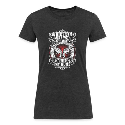 Three Things You Don't Mess with WHITE - Women's Tri-Blend Organic T-Shirt