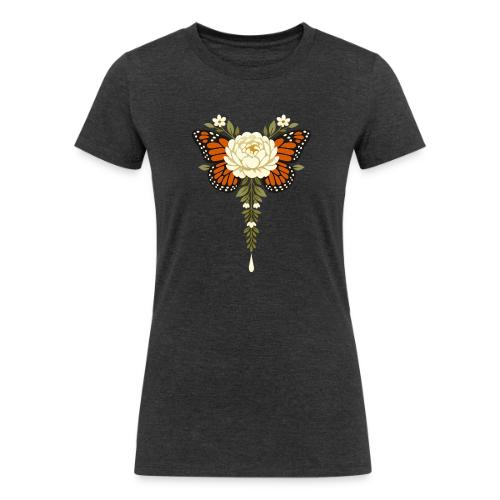 Monarch Butterfly Floral Botanical Art - Women's Tri-Blend Organic T-Shirt