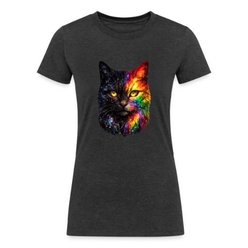 Cosmic Galaxy Rainbow Cat - Women's Tri-Blend Organic T-Shirt