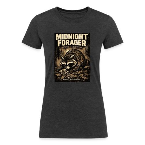 Midnight Forager Raccoon Mushroom Hunter - Women's Tri-Blend Organic T-Shirt