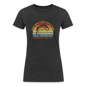 Funny Fishing For Fisherman - Women's Tri-Blend Organic T-Shirt - heather black - Front