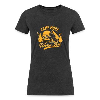 Camp More Worry Less - Women's Tri-Blend Organic T-Shirt - heather black - Front