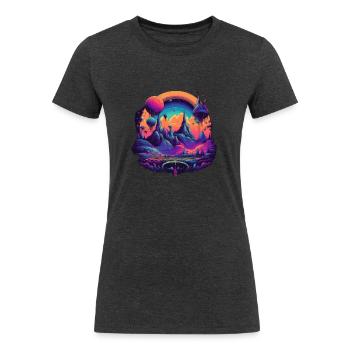 Futuristic life on planets - Women's Tri-Blend Organic T-Shirt - heather black - Front