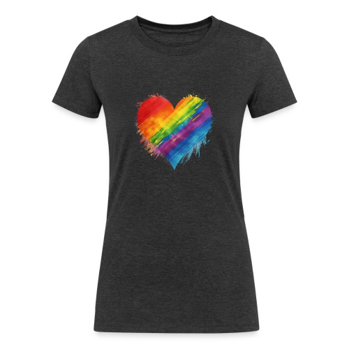 Watercolor Rainbow Pride Heart - LGBTQ LGBT Pride - Women's Tri-Blend Organic T-Shirt