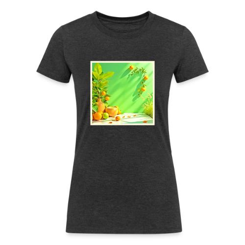 Vibrant Orange Green Still Life Design - Women's Tri-Blend Organic T-Shirt