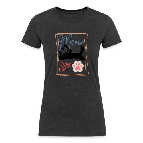 Meow Cat Paw Cute Kitty Lover Design - Women's Tri-Blend Organic T-Shirt