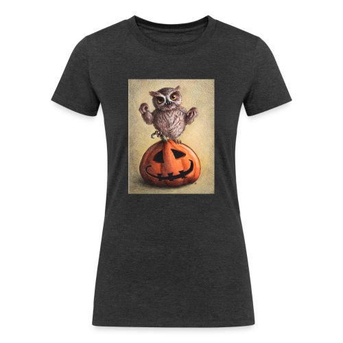 Funny Halloween Owl - Women's Tri-Blend Organic T-Shirt
