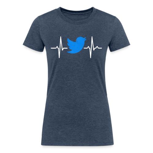 Social Media Heartbeat Blue Bird Graphic - Women's Tri-Blend Organic T-Shirt