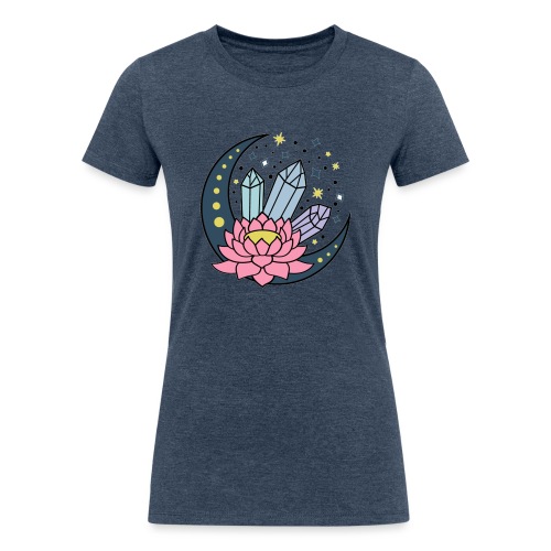 Half A Moon, Healing Crystals Lotus Flower - Women's Tri-Blend Organic T-Shirt