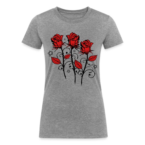 Red roses with many stars - Women's Tri-Blend Organic T-Shirt