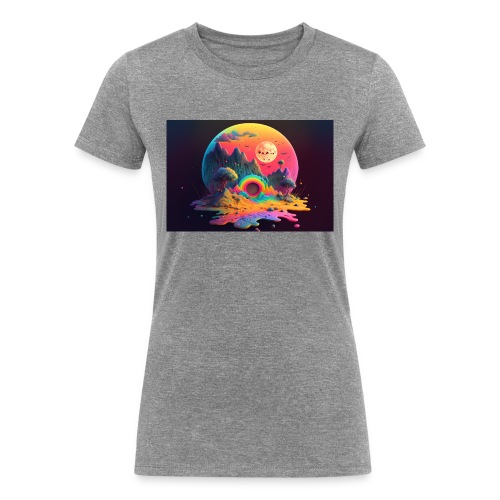 Spooky Moonlit Mountainscape - Psychedelic Scene - Women's Tri-Blend Organic T-Shirt