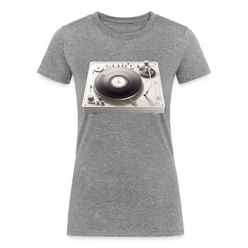 Vintage Turntable in Action - Women's Tri-Blend Organic T-Shirt - heather gray - Front