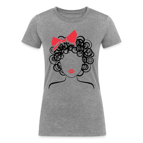 Coily Girl with Red Bow_Global Couture_logo Long S - Women's Tri-Blend Organic T-Shirt
