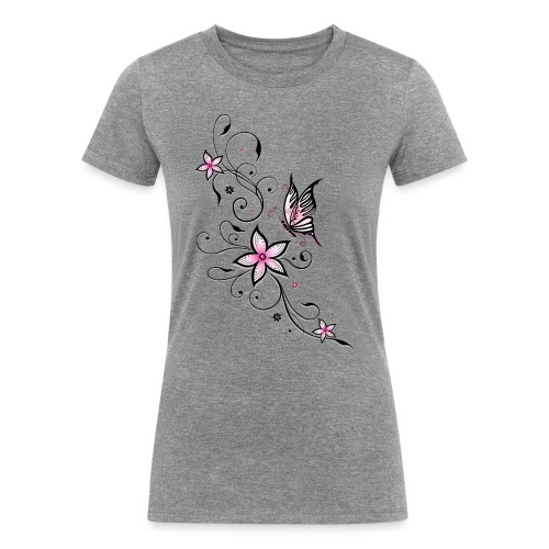 Filigree ornament with butterfly and flowers. - Women's Tri-Blend Organic T-Shirt