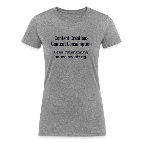 Content Creation> Content Consumption - Women's Tri-Blend Organic T-Shirt