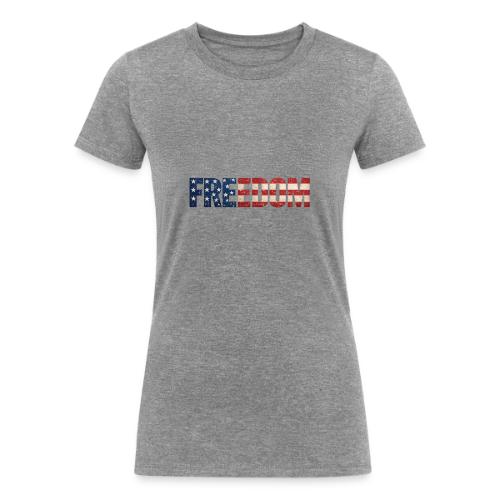 Freedom American Flag Distressed Patriotic Shirt - Women's Tri-Blend Organic T-Shirt