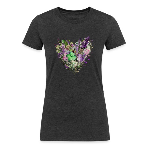 Walk in Love Spring Clover Flowers Heart - Women's Tri-Blend Organic T-Shirt