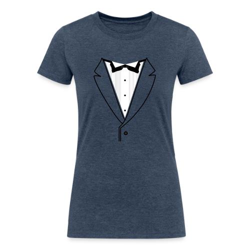 Tuxedo Plain w. Black Lines - Women's Tri-Blend Organic T-Shirt