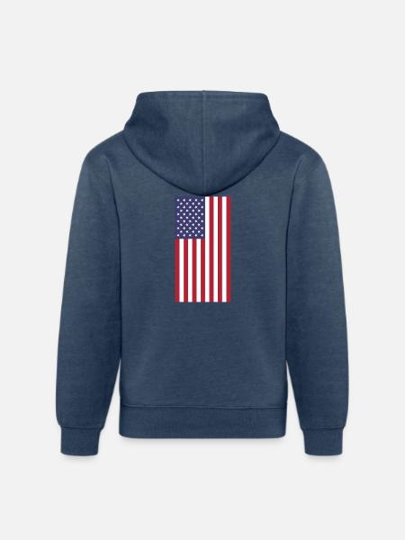 USA Flag, vertical - Unisex Organic Hoodie - heather navy