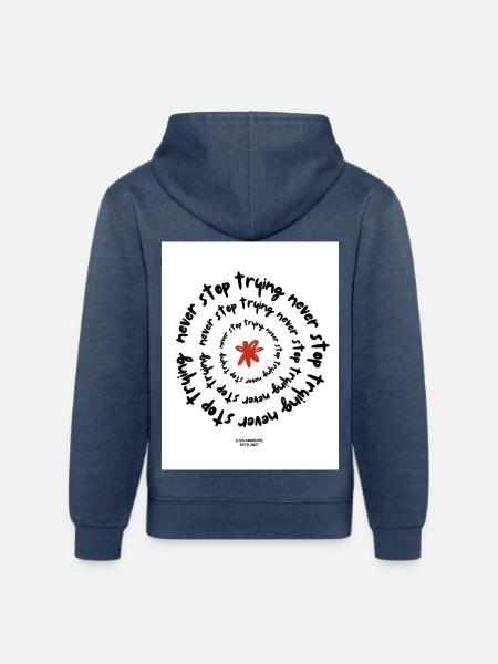 Never Stop Trying - Unisex Organic Hoodie - heather navy