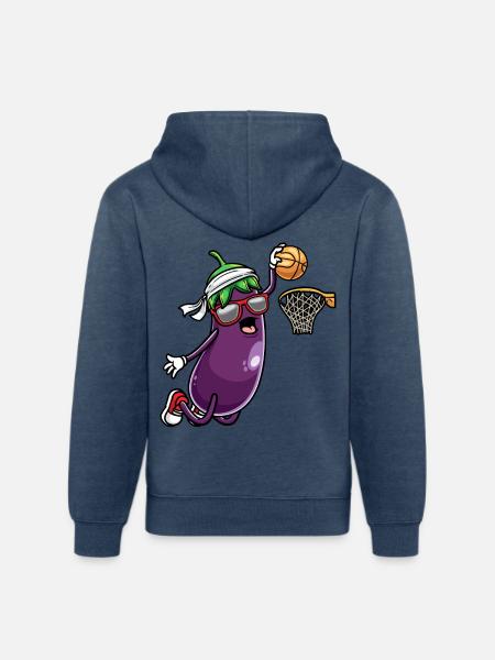 Eggplant Fruit Vegetable Vegetarian - Unisex Organic Hoodie - heather navy