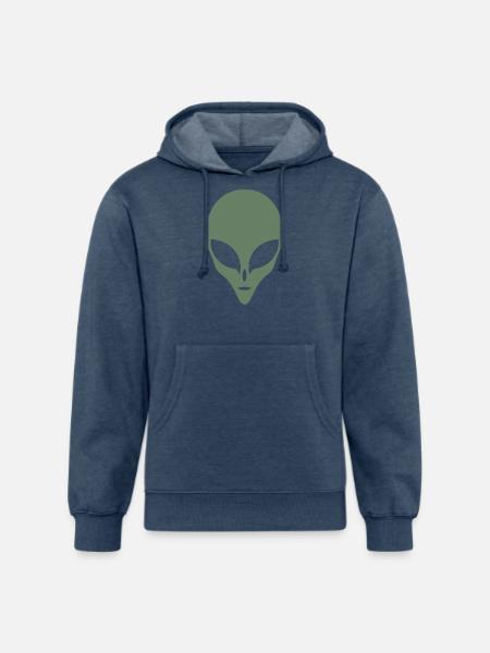 Alien Silhouette Head Face - Unisex Organic Hoodie - heather navy