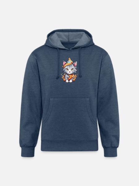 Cute Cat - Unisex Organic Hoodie - heather navy