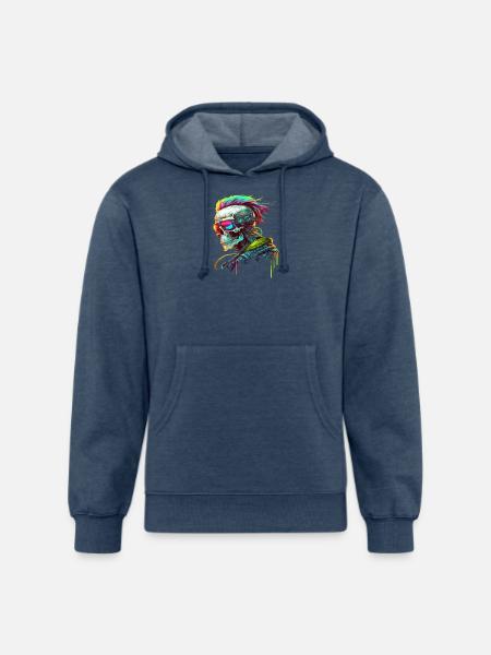 Cyberpunk Skull - Unisex Organic Hoodie - heather navy