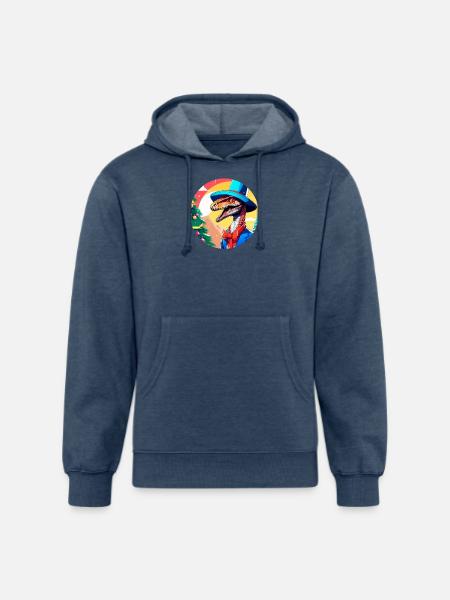 Merry Raptor Christmas - Unisex Organic Hoodie - heather navy