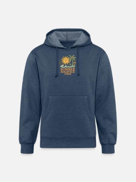 Summer Solstice Vibes Sun and Palm Design - Unisex Organic Hoodie - heather navy
