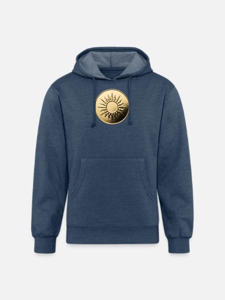 Golden Sunburst Emblem - Unisex Organic Hoodie - heather navy