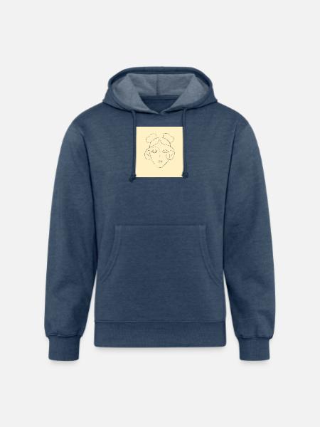 line girl face - Unisex Organic Hoodie - heather navy